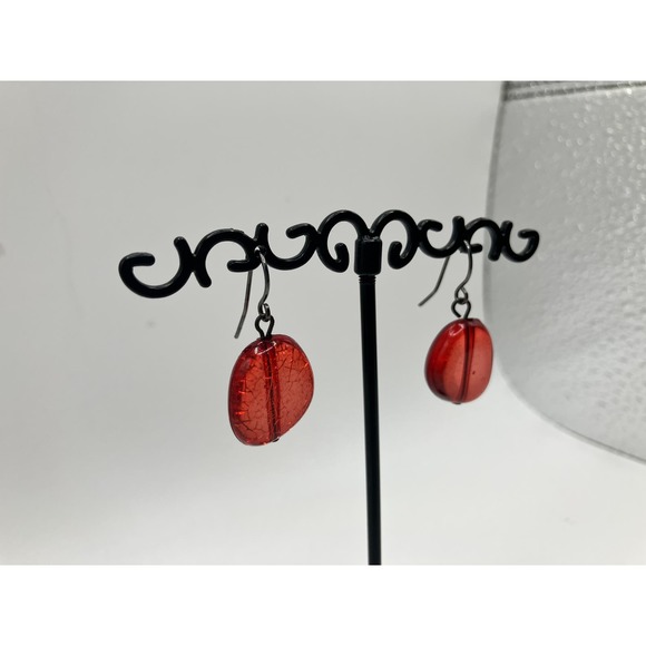 Red Transparent Beaded Gun Metal Gray Chain Necklace & Earrings! - Picture 9 of 14